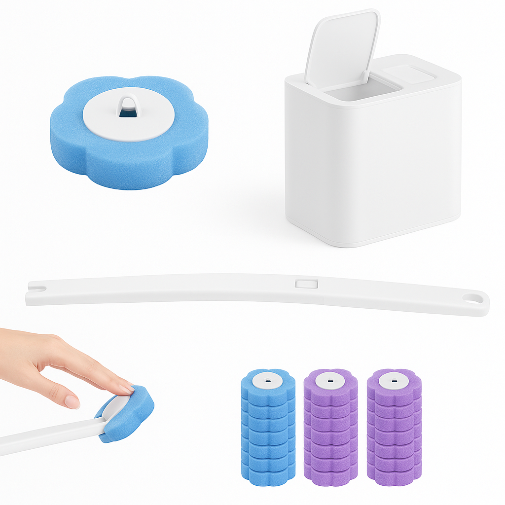 Cleanexi™ - Disposable Toilet Brush System with Extended Handle and Automatic Lid